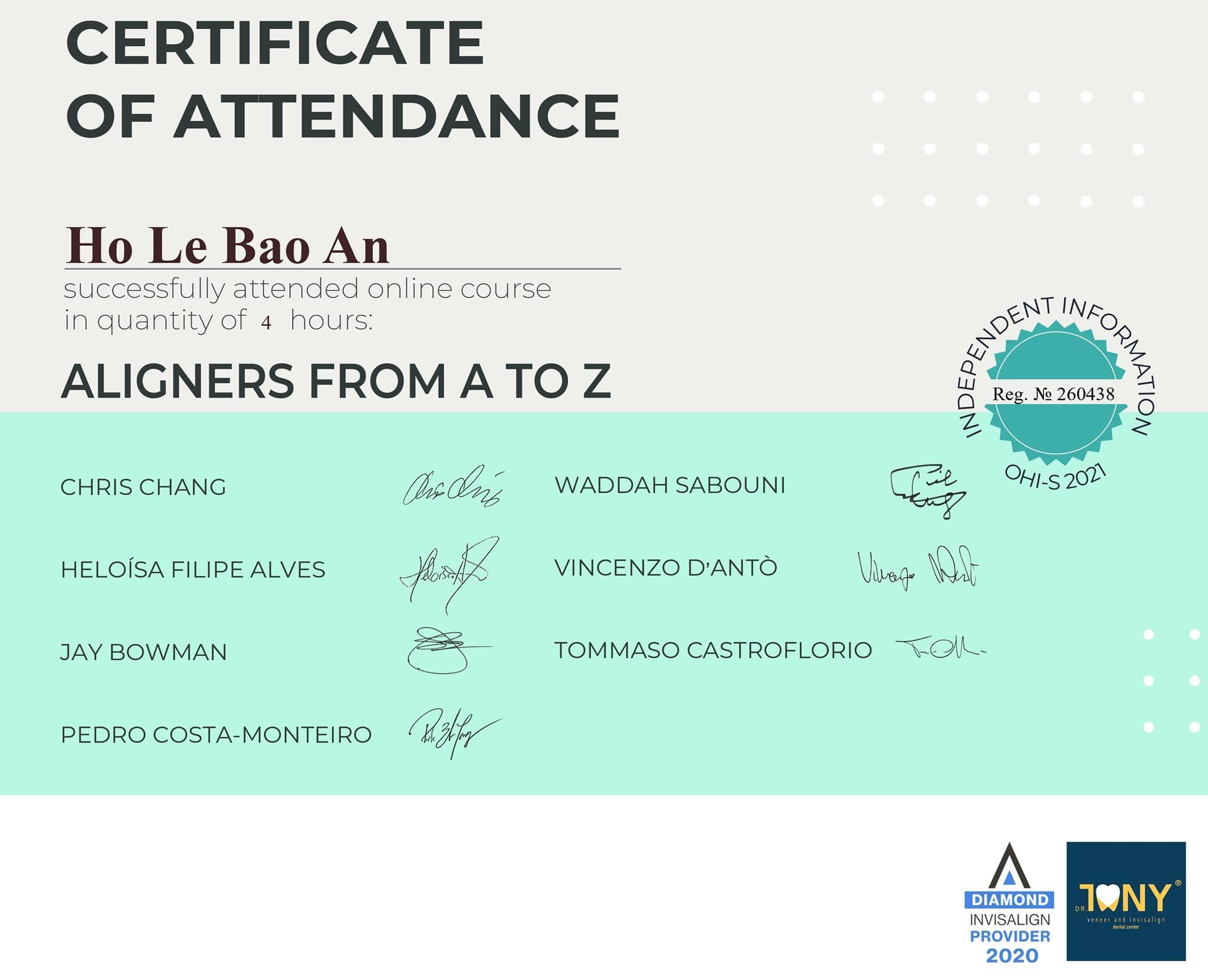 CERTIFICATE OF ATTENDANCE